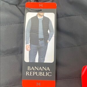 Banana Republic Charcoal Puffer Vest mens medium black NWT